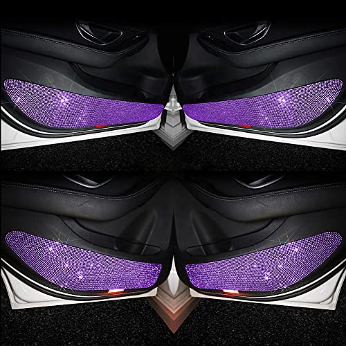 Image of eing Bling Car Door Anti-Kick Pad Crystal Door Protective Pad Universal Anti-Kick Dirty Stickers Anti-Collision Stickers,4 Pack /Set(2 Pack for Front Door and 2 Pack for Back Seat Door),Purple