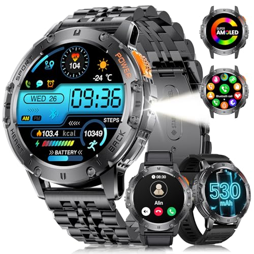 LIGE 1.43" AMOLED Smart Watch Flashlight, Bluetooth