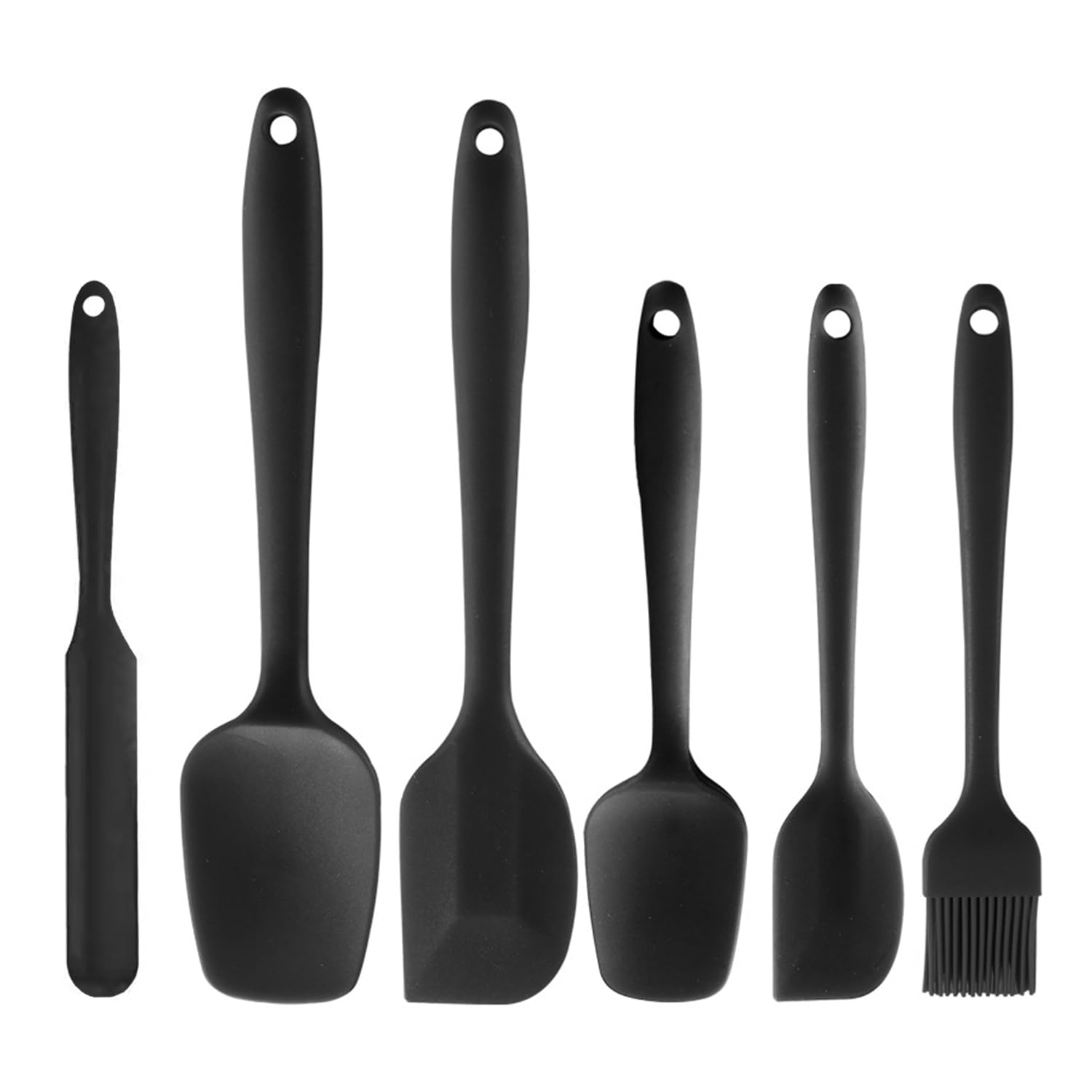 AEX 6X Silikon Spatel für Kochutensilien Küche Set Antihaft Leicht zu Reinigen Spatel Löffel Set mit Backpinsel Antihaft und Hitzebeständig (Schwarz)