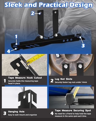 Image of Wheel Alignment Tool Plates, Toe Alignment Plates w /Two 5m Heavy Duty Tape Measures, Automotive Front End Alignment Tool, Fits Low-Profile Vehicles, Black