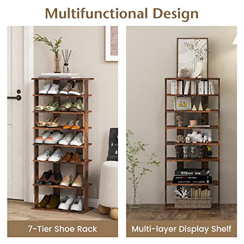 Tangkula-8-Tiers-Vertical-Shoe-Rack-Patented-Space-Saving-Corner-Shoe-Rack-for-14-Pairs-Narrow-Shoe-Rack-for-Front-Door-Entryway Tangkula 8 Tiers Vertical Shoe Rack Patented Space Saving Corner Shoe Rack for 14 Pairs Narrow Shoe Rack for Front Door Entryway