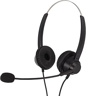 Fone de ouvido comercial RJ9, fone de ouvido binaural leve e durável para telefone preto H360D-RJ9-MVA ergonômico com microfone de volume ajustável mudo para hospital
