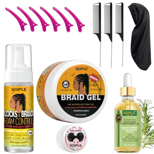 Strong Hold Braid Gel Braid Mousse Tames Frizz Smoothing Gel Good for Twist Locs, Braids