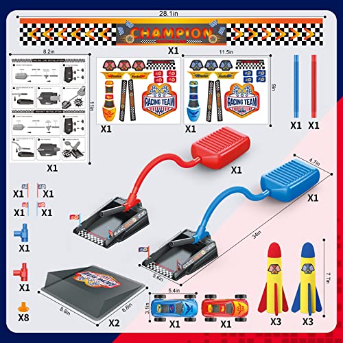 Springflower 2 In 1 Car And Rocket Dueling Launch Toys For Kids, 2 Launcher With 2 Air Powered Cars And 6 Rockets,Fun Outdoor Toy,Stem Gift For Boys & Girls Age 3, 4, 5, 6, 7, 8+ Years Old #TOP5