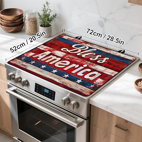 Image of Patriotic Stove Top Cover, Heat Resistant Electric Stove Protector Mat, Large Diatomite Kitchen Counter Mat, Independence Day Decor American Flag Kitchen Accessory (plank, 28x20 Inch)