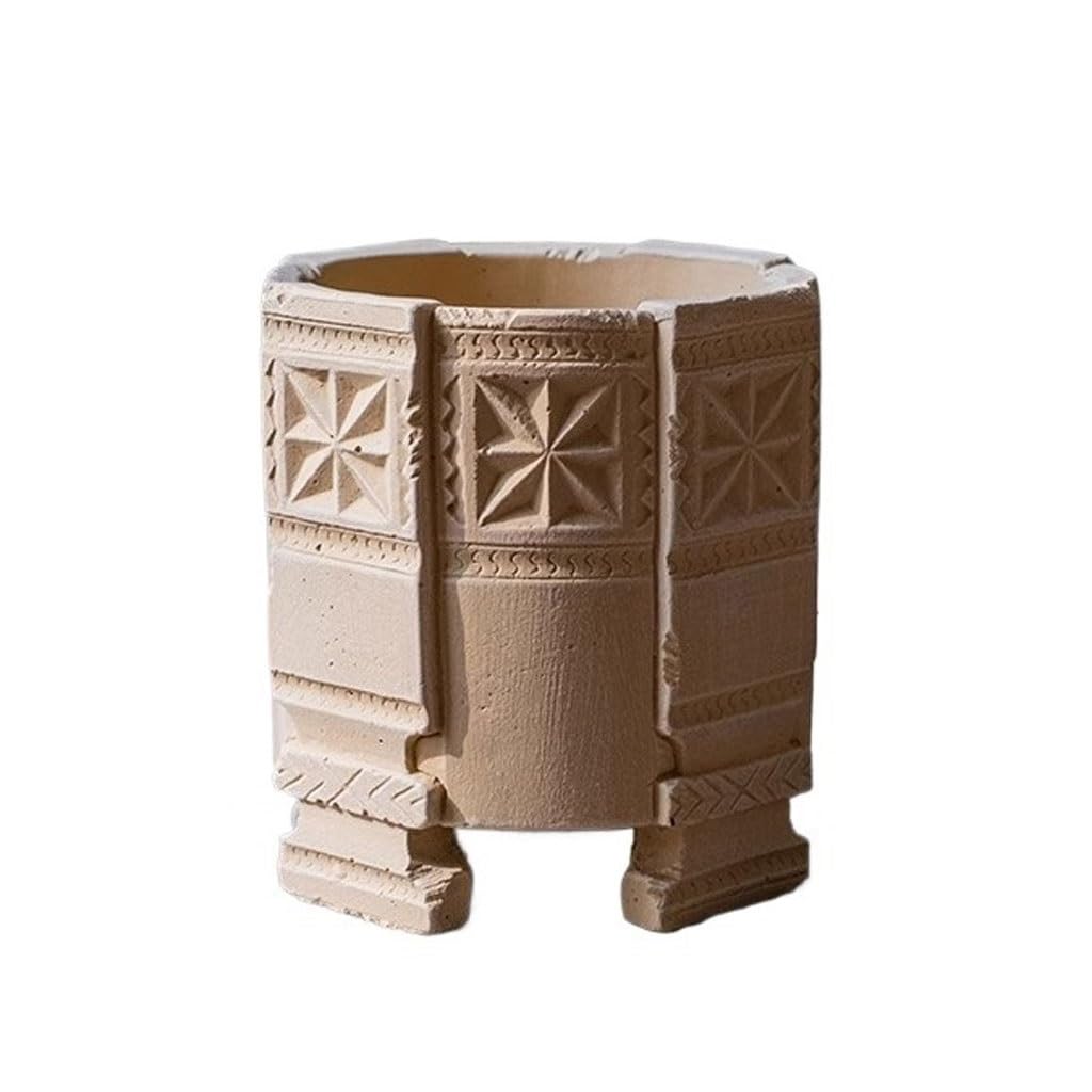 GELASIGE Flower Pots Creative Balcony Garden Cement Flower Pot Home Succulent Plant Tripod Decorative Flower Pot Outdoor Flower Pots