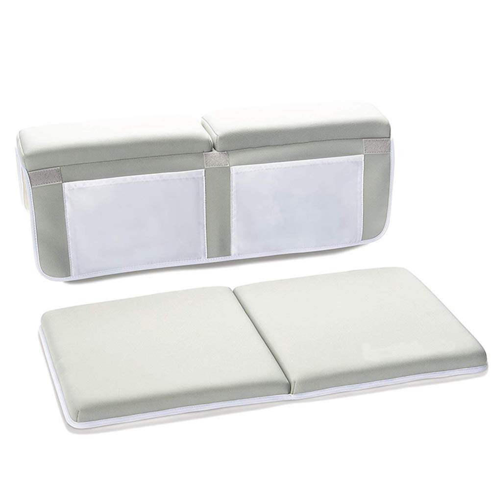 Almohadilla Antideslizante para Bañera con Bolsillos Organizadores y Ventosas Resistentes Cojín Plegable para Rodillas de Padres Baño Protección Cómoda y Segura Gris