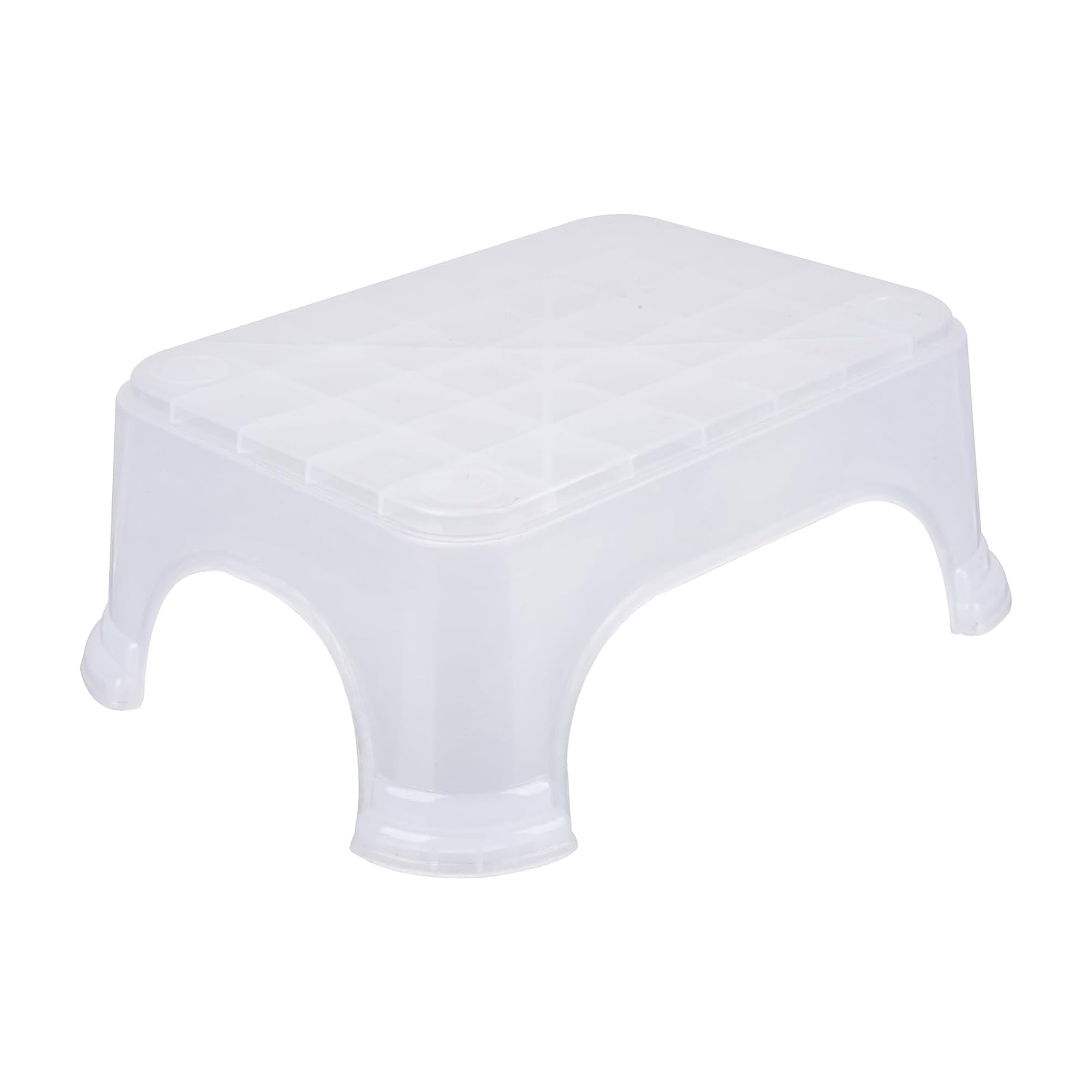 Kuber Industries Bath Stool for Bathroom | Plain Square Stool | Bathroom Stool for Bathing | Plastic Stools for Sitting | P6 | Transparent