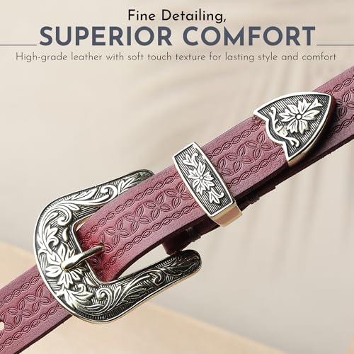 Image of 25mm Genuine Leather Waist Belt for Women - Fancy Vintage Buckle Belt For Jeans | Stylish Adjustable Party Belt For Ladies /Girls /Women | Waist Size 28-44 Inches