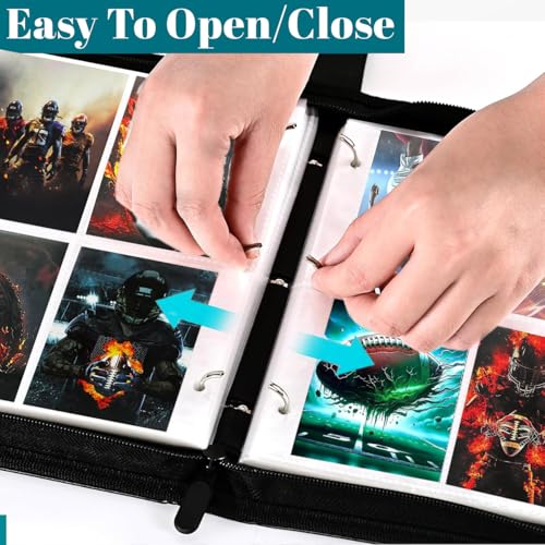 Baseball Card Binder, New York Trading Card Holder Protectors, 4 Pocket Fits 400 Cards with 50 Removable Sleevesves Card Storage Album Folder Case Collector by BOSTEPY - Used condition - Image 4