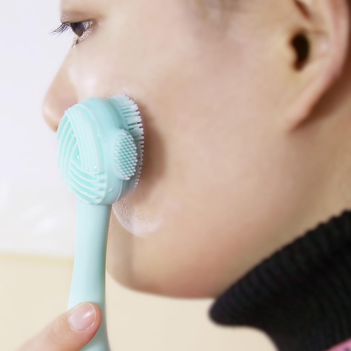 4pcs Silicone Face Cleansing Brush Set, Manual Pore Deep Cleansing Facial Exfoliator for Sensitive Skin, Portable Handheld Face Washing Scrubber for Daily Skincare