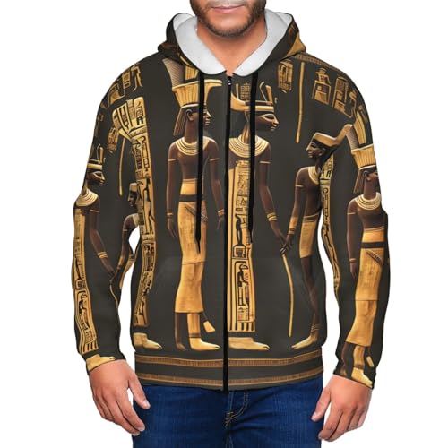 Sweat à capuche zippé imprimé hiéroglyphe égyptien grande taille