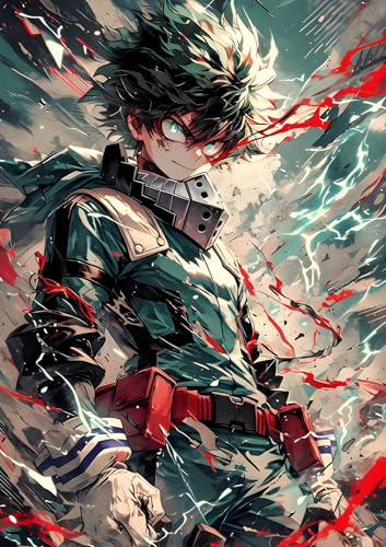 Image of NIJUKA Anime Printed A4 Size Metal sheet Poster For Home And Room Decoration | For Anime Art Fans Boys And Girls (Deku Varish Of OFA)