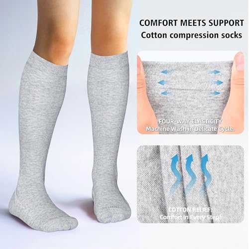 Image of LEVSOX Cotton Compression Socks for Women&Men 20-30mmHg Knee High Cute Support Sock for Nurses Pregnancy Travel