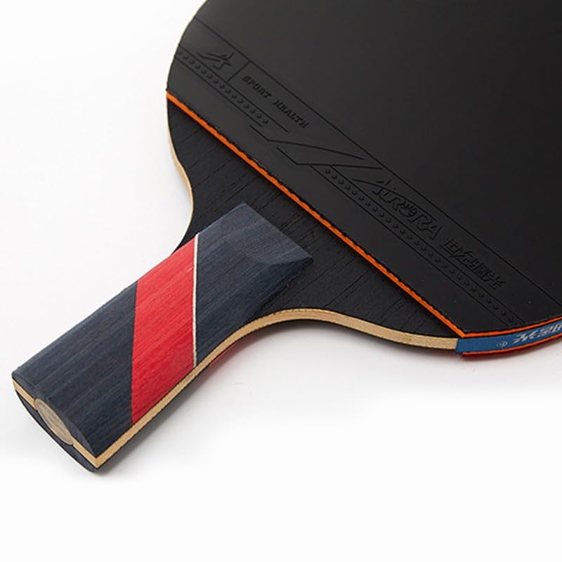 ZWJYNOUEU Chinese Ping Pong Paddle with Carrying Case, 5-Star Table Tennis Racket, Professional Table Tennis Paddle, Fast Speed and More Spin(Color:Short Handle)