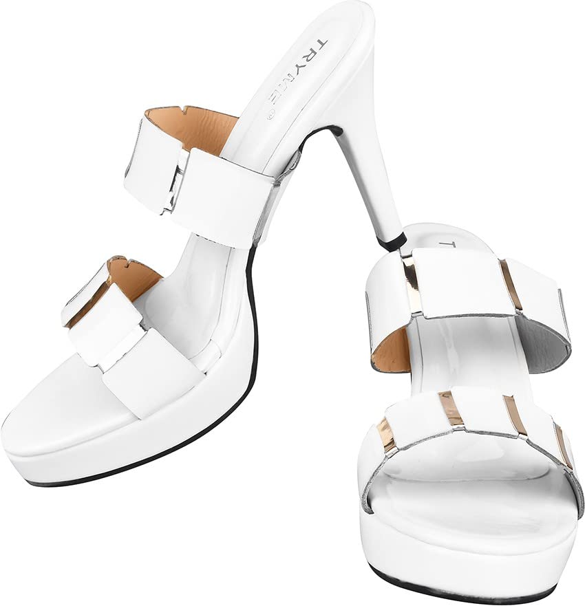 TRYME Women And Girls Casual Comfortable Stiletto Heels Fashionable Trendy Fancy Pencil Heel Fashion Sandal Sandals(White), Grey, Size_6 (B0C23TWP8Y) Amazon Price History, Amazon Price Tracker