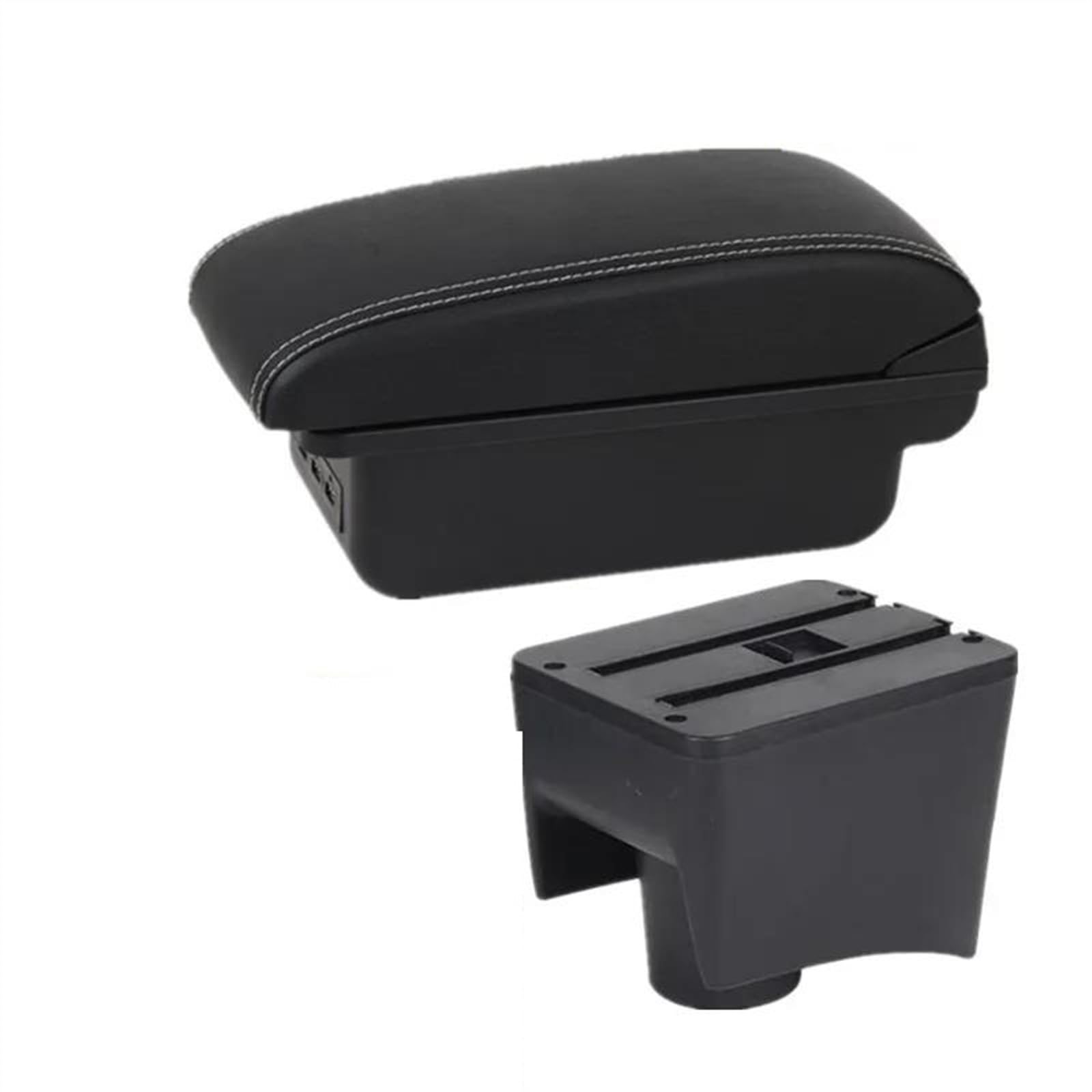 NOHEEU Car Armrest Special Storage Box Modification Parts For POLO Mk5 6R For Vento 2010-2018(B1 white line 3USB)