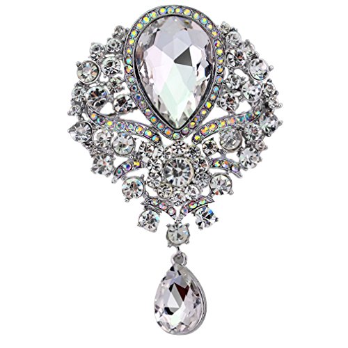 YAZILIND Delicada Lily Flor incrustados Rhinestones aleación Zirconia Colgante Broche Mujer niñas...