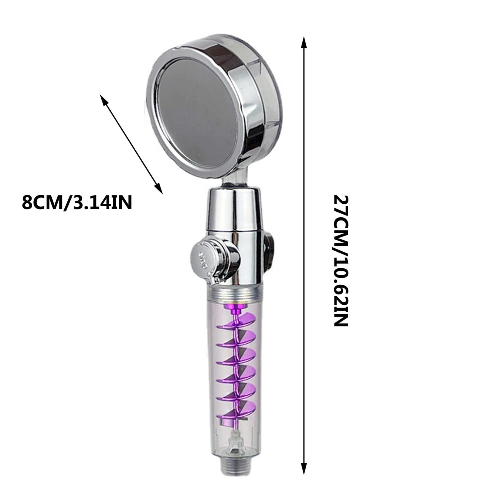 Cabezal de Ducha Turbo SPA de 360°, Cabezal de Ducha hidráulico de Mano con Tres interruptores de Modo, Cabezales de Ducha con Boquilla de Ducha de Mano de Alta presión (Color: C) (C)