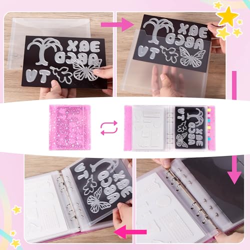 Image of BABYSHEEP 26pcs Magnetic Sheets and Storage Bags for Stamps and Dies Storage with Album Pocket, Die Cut Storage Set for Storage Die Cutting,DIY Scrapbooking,Card Making Supplies (Pink)