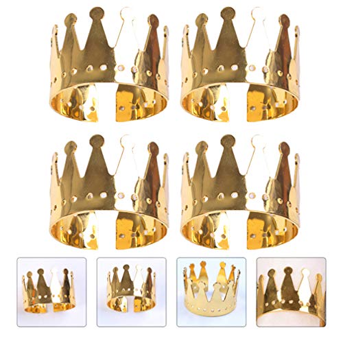 Amosfun Anéis de guardanapo de coroa de metal, 4 peças, anéis de guardanapo de aniversário, anéis de