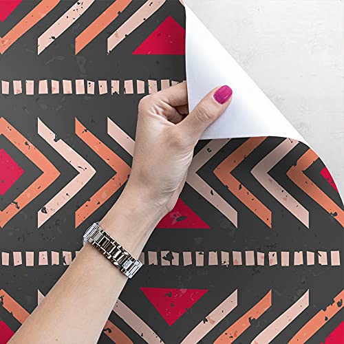 Papier Peint Auto-Adhésif Rouge Ethnique pour Raviver un Mur Terne