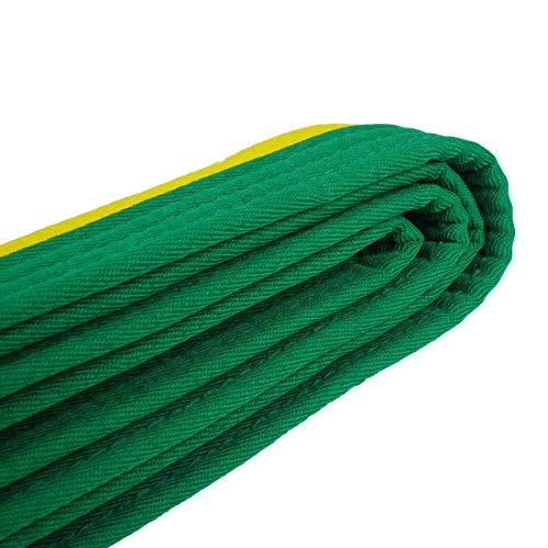 Andux Space テコンドーベルト 格闘技 空手 テコンドー 柔術帯 ベルト 色帯 11色 TQDYD-01 (緑と黄)