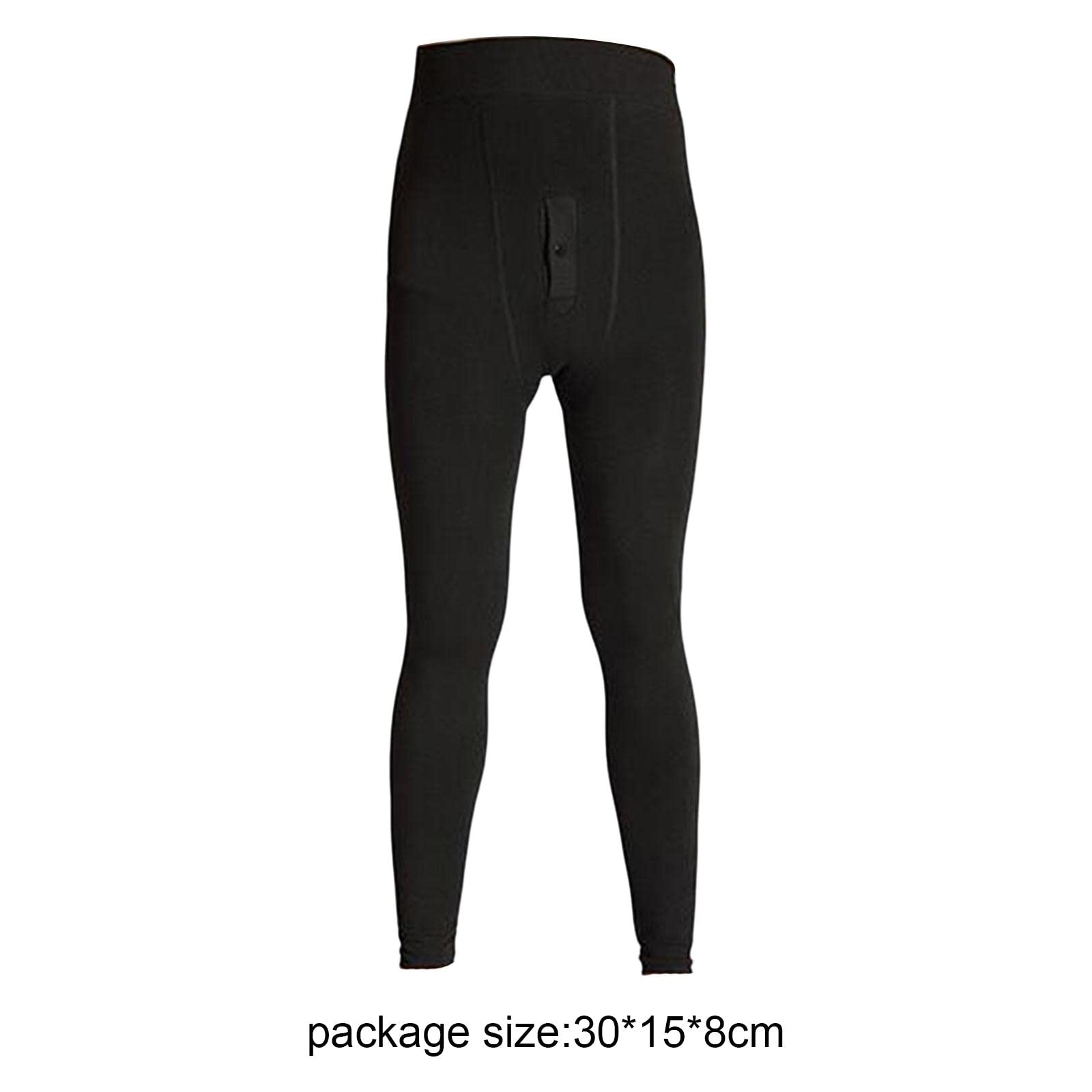 Vaveren 2X Men's Thermal Pants, Elastic Comfortable Tights, High Waisted Long Johns Bottom, Casual Winter Warm Trousers, Thermal Base Layer Pant Black