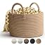 Corbeille à Linge En Coton Tissé 32L - Panier De Rangement Pliant D40 X H25 Cm Avec Poignées, Corde De Coton Naturelle Pour Décoration Intérieure (Marron)