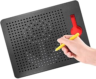 ALEENFOON Magnetic Steel Ball Drawing Board for Kids Children, Writing Stencils Toys Sketch Doodle Pad Scribble Writing Board Toy with Magnetic Pen (Small, -Black)
