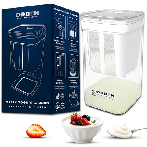 ORBON Extreme Multifunctional Hung Curd Maker & Yogurt Strainer 1100ml BPA-Free Curd Strainer Box with Fine Mesh for Thick Greek Yogurt & Dahi | Kitchen Essential for Healthy Homemade Curd | 1 Unit