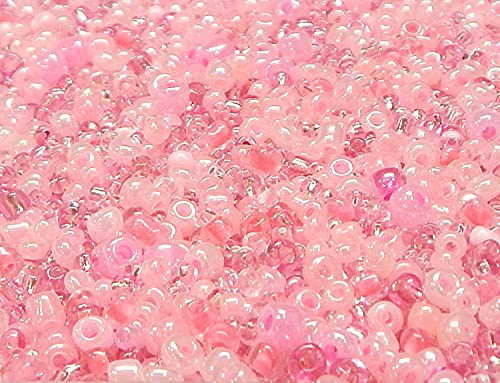 Perlin Pack of 3000 Glass Seed Beads 2 mm 3 mm 4 mm Round Pony Beads Mixed Sizes Colour Mix (Pink), 2mm 3mm 4mm - Image 4
