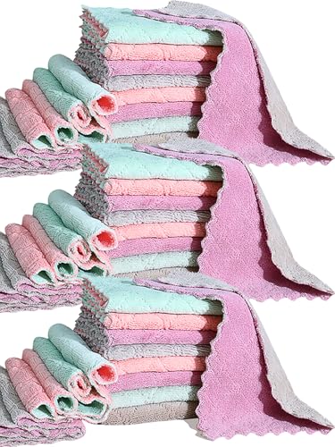 32 Pack Cleaning Cloth Kitchen Cloth, Dish Towels Super Absorbent Coral Velvet Dishtowels, Microfiber Premium Soft Tea Towels, Quick Dry Rags, Multipurpose Reusable Washcloths, Non-Stick Oil Cloths.