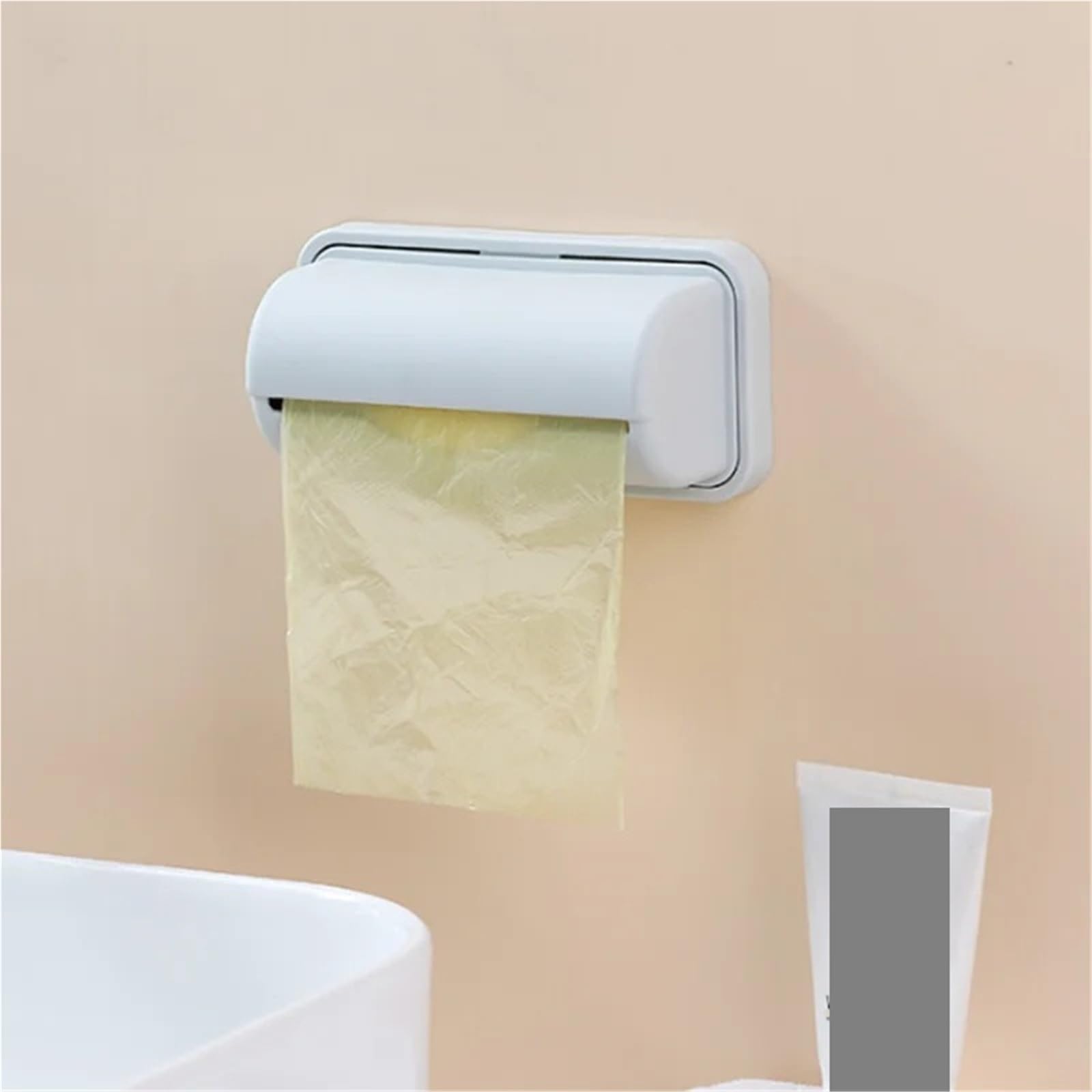 Caja de Almacenamiento Bolsas Basura, Estante montado en la Pared, contenedor plástico extraíble for baño, 5 uds(Gray)