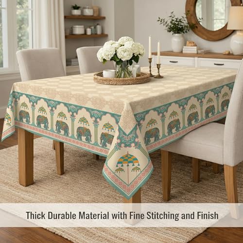 Image of STITCHNEST 'Tavola Luxe Series' Dining Table Cover 60x90 Inches | 6 Seater - 8 Seater Rectangular Dining Table Cover | Premium Fabric, Washable & Colour Fast