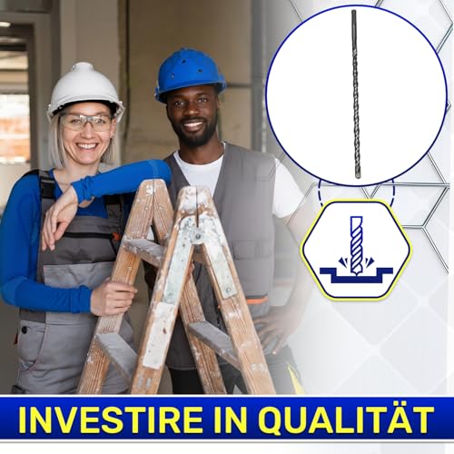 3 Stück SDS Plus Bohrer Set Beton Ø 10 mm x 260 mm aus Stahl und Wolframkarbid - Betonbohrer Kann für Ziegel Mauerdurchbruchbohrer Wandbohrer Stahlbeton Verwendet Werden - MONTERAL