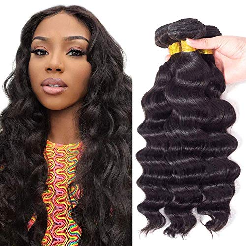 Brazilian 12A Grade Loose Wave Human Hair Bundles 100% Unprocessed Virgin Remy Human Hair Loose Deep Wave 3 Bundles by ELEE'S HAIR for Black Women Natural Color 18 20 22 Inch