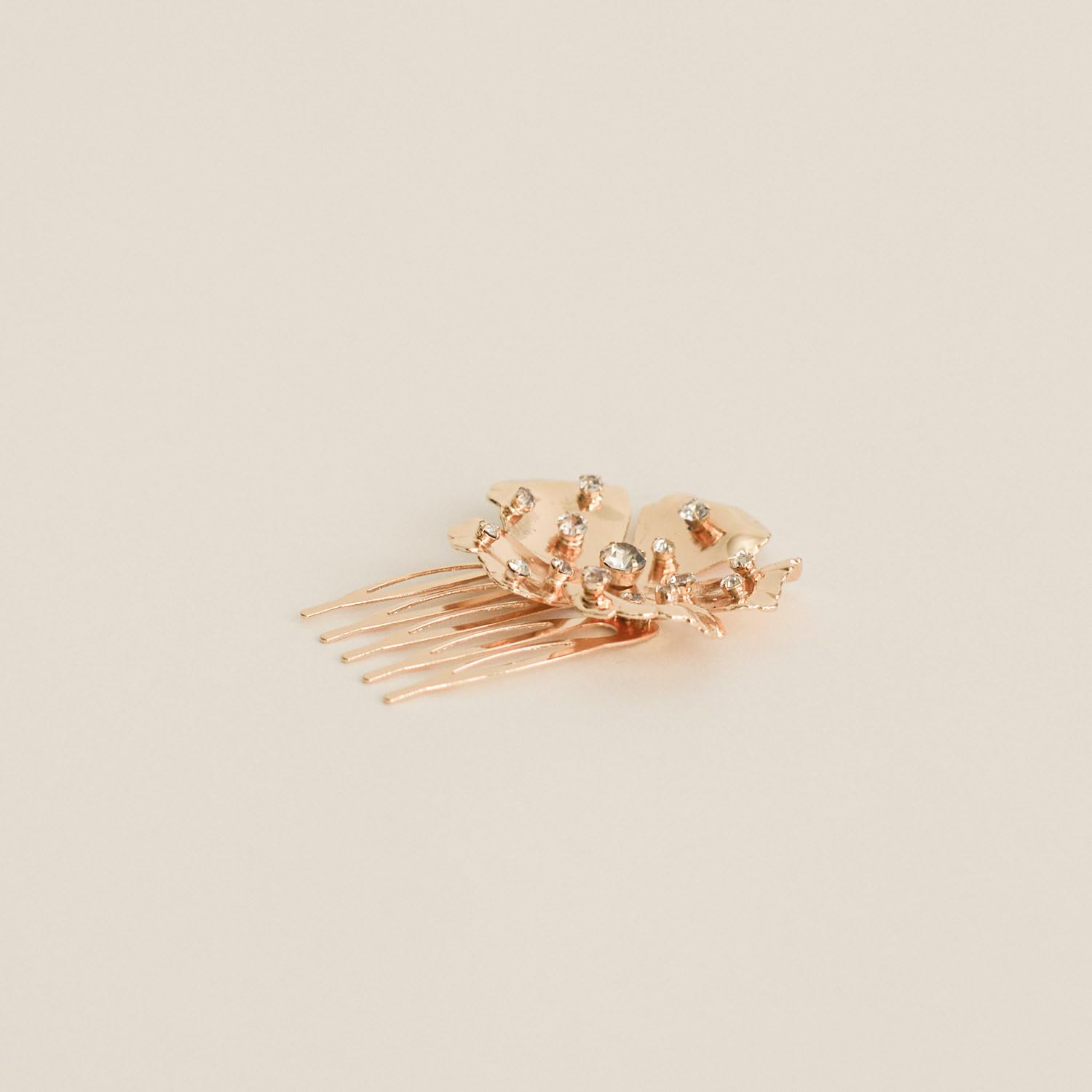 Crystal Flower Hair Side Comb | Polished Gold Finish