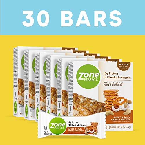 ZonePerfect Protein Bars, Sweet & Salty Cashew Pretzel, High Protein, With Vitamins & Minerals, 1.58 Ounce (30 Count) - Thumbnail 4
