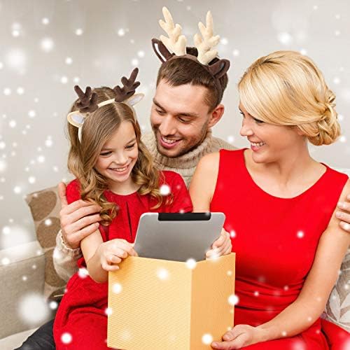 2 Pieces Antler Headband Reindeer Headband Christmas Easter Headwear with Ears (Creamy White, Dark Brown, Style B)