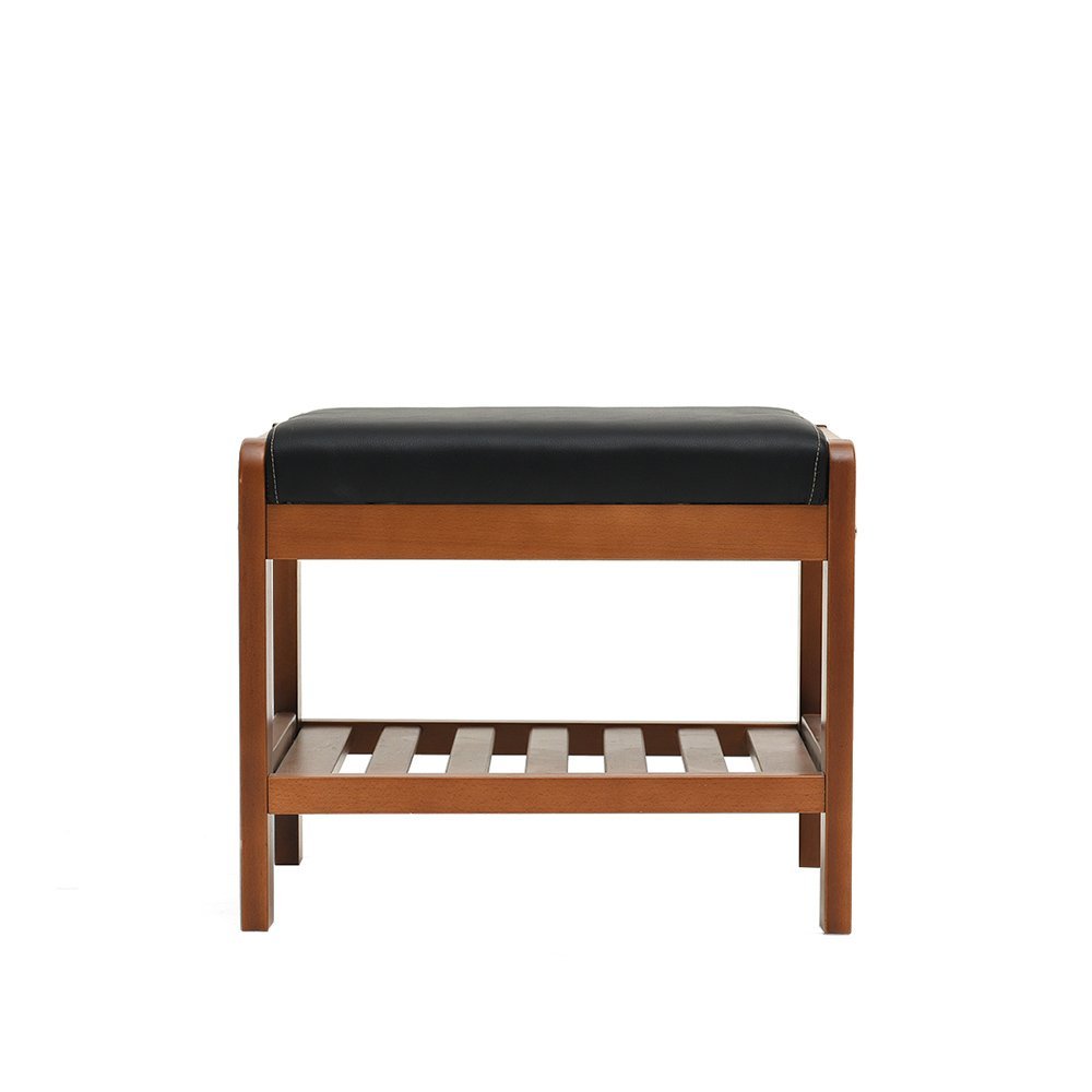 Banc tabouret de rangement haut de gamme en bois massif et finitions artisanales B