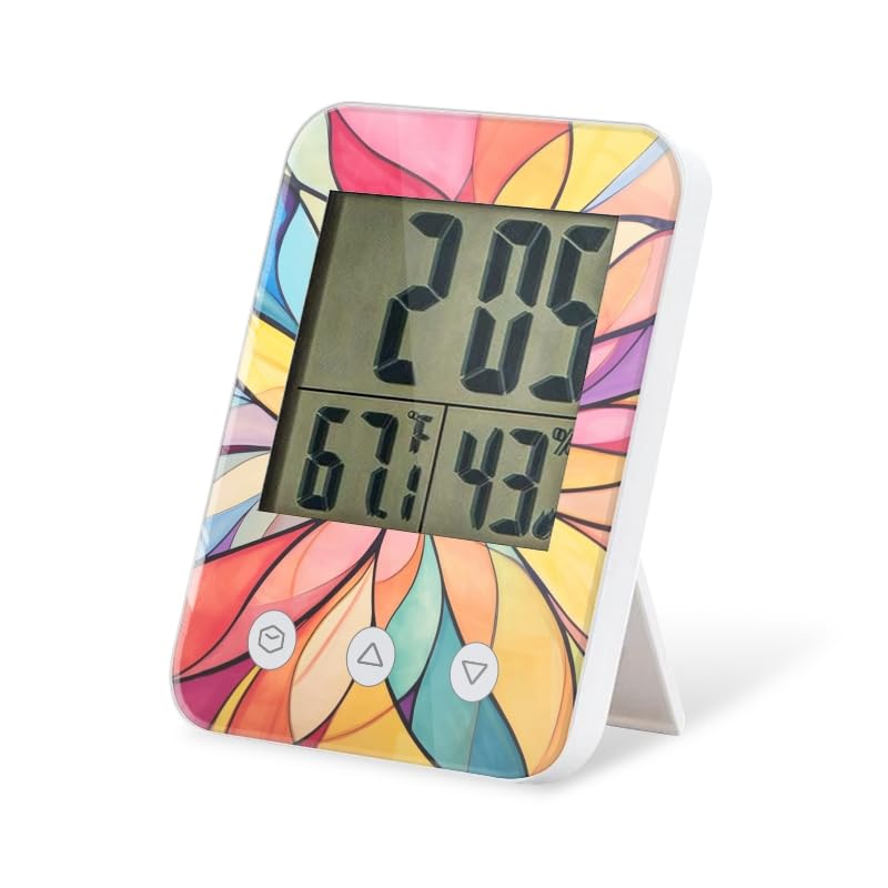 Digital Hygrometer Indoor Thermometer with High Accuracy Sensor LCD Display for Kitchen Baby Room Office-Array of Petals in The Shape of Flower