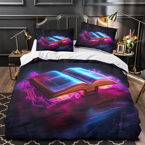 Housse de couette 3D effet lotus linge de lit king fermeture éclair
