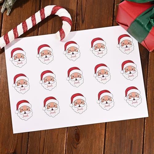 Image of Personalized Christmas Stickers with Name, Custom Santa Claus Waterproof Christmas Gift Tags for Gift Box Holiday Decorations, Stockings, Party Favors (Santa Claus 2)