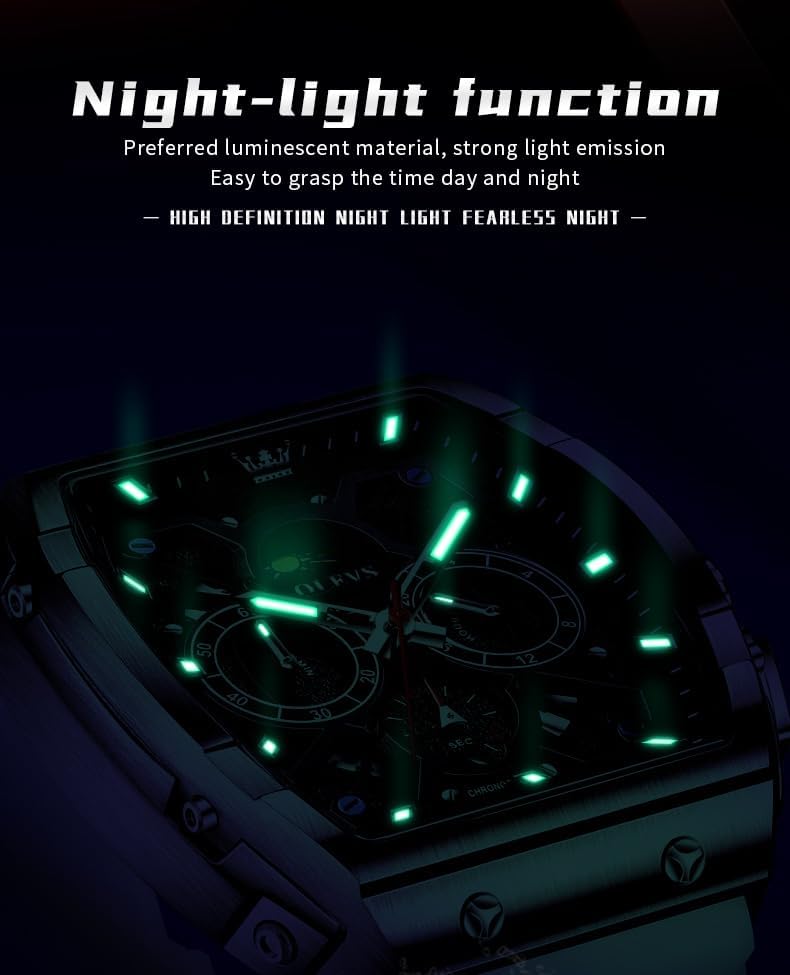 OLEVS Mens Watches Stylish Chronograph Waterproof Luminous Silicon Strap Multifunction Watches for Men Business White Men Wrist Watch - Image 5