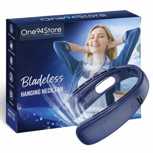 One94Store Portable Bladeless Neck Fan – Modern Design, 12 Air Ou...