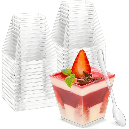 Zezzxu 200 Pcs 2 Oz Dessert Shooter Cups With Spoons, Serves 100