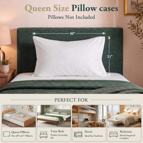 Image of Nuzzle Pillow Cases Queen Size Set of 2, 100% Cotton Pillowcases with Envelope Closure, Pillow Covers with 500 Thread Count, Hotel Quality, Soft and Breathable, White(Pillows Not Included)