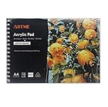 ARTME A4 Acrylic Pad Landscape x 12 Sheets/ 400gsm Extra Heavyweight/Cold Pressed/Acid Free, Premium Quality Drawing Paper for Acrylic and Gouache
