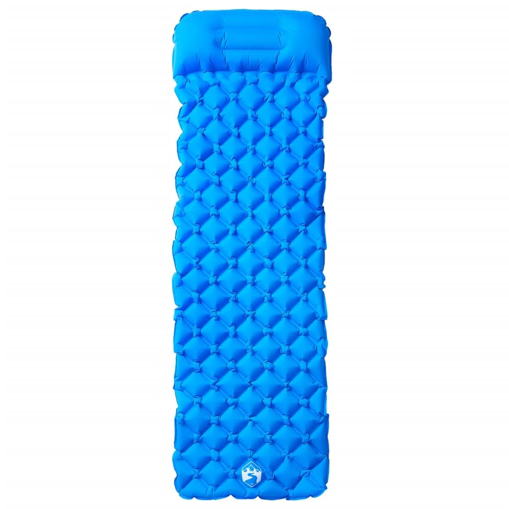 Matelas de camping gonflable avec coussin, 6 cm d'épaisseur, matelas de camping auto-gonflant en nylon 40D avec revêtement TPU, imperméable et durable, sac de transport inclus